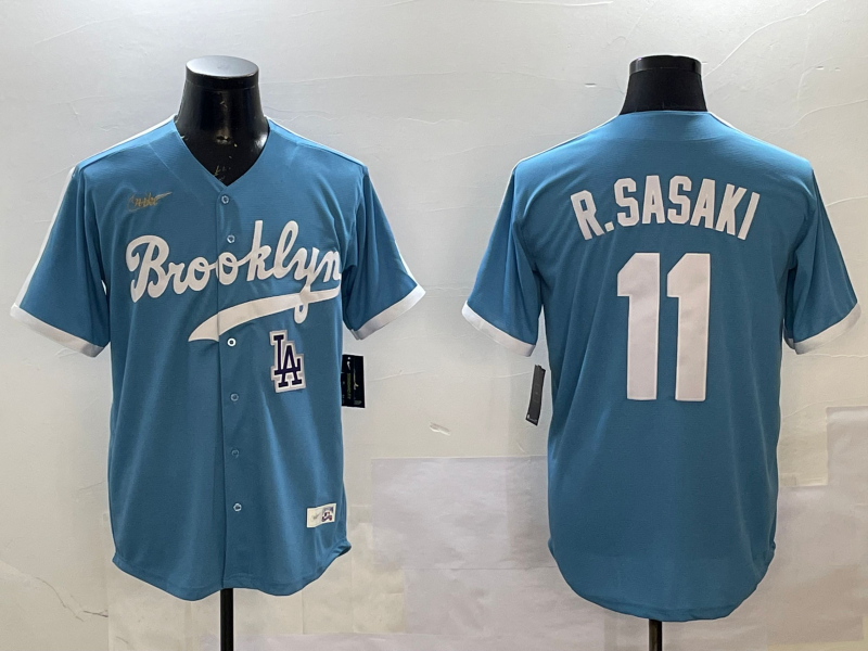 Men Los Angeles Dodgers #11 R Sasaki blue 2025 MLB nike jersey style 15